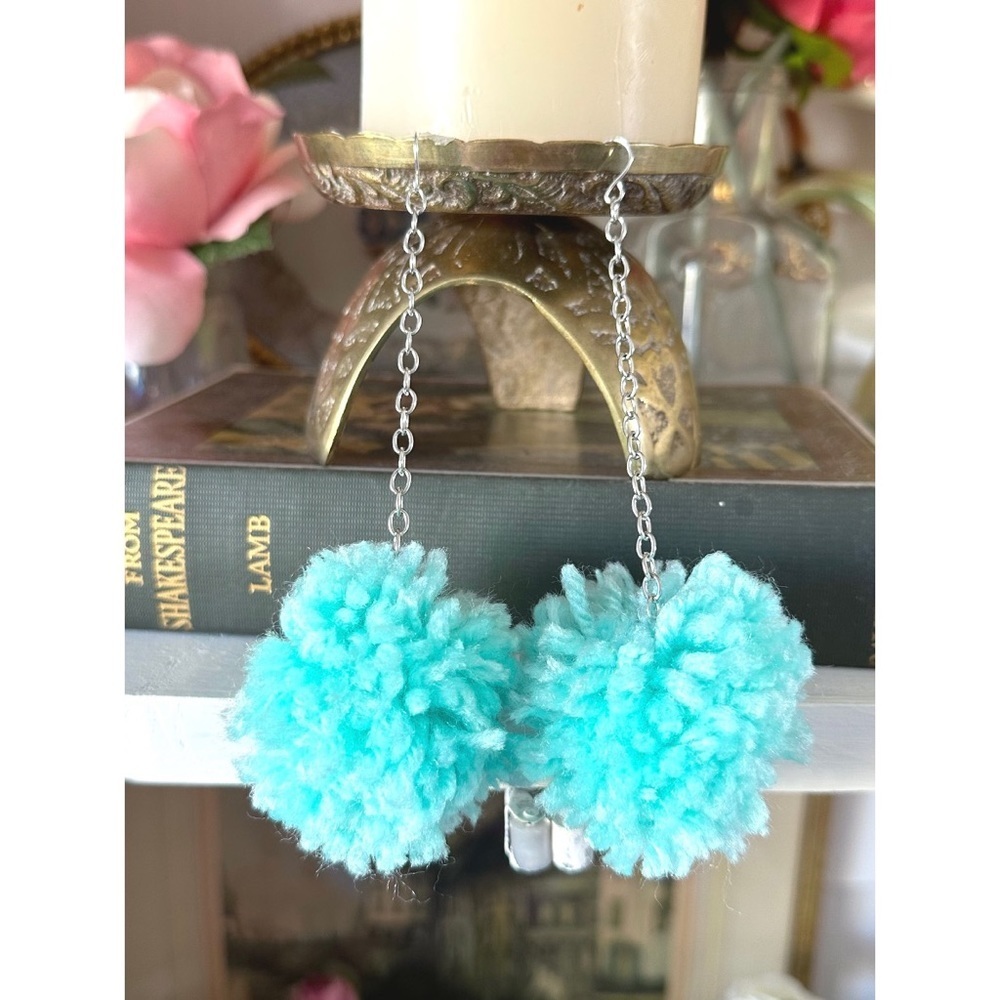 Blue Pom Pom earrings